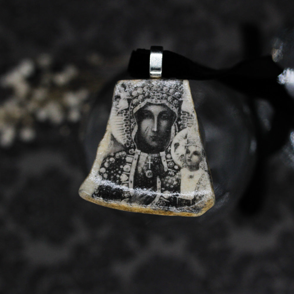 Black Madonna Of Czestochowa Shipwreck Pottery Pendant