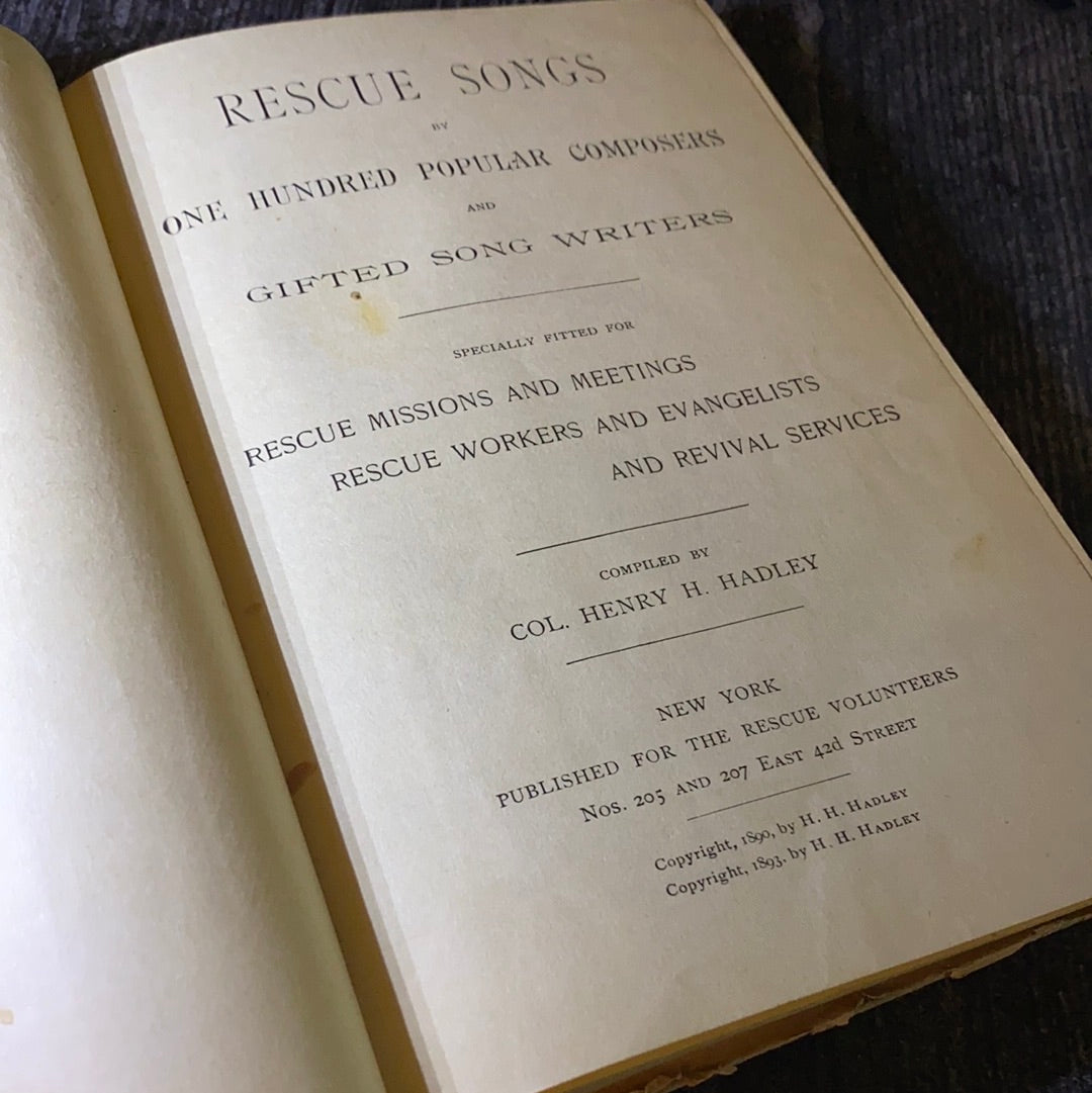 Rescue Songs 1893, First Edition, Rare